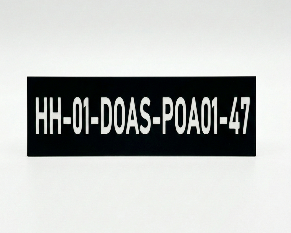 Engraved Plastic Equipment Labels | Electrical Panel Tags | Mechanical Room Signs | Custom Plastic HVAC ID Plates