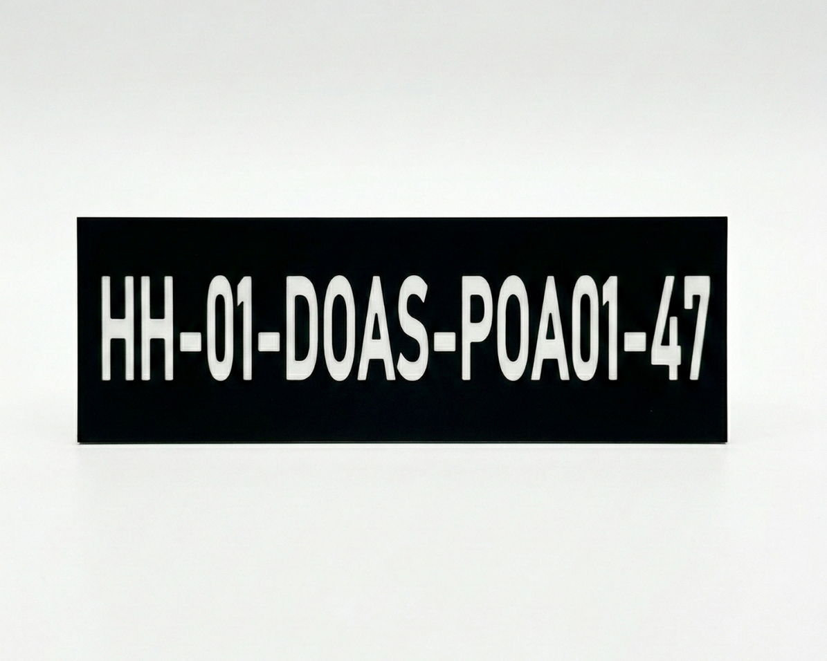 Engraved Plastic Equipment Labels | Electrical Panel Tags | Mechanical Room Signs | Custom Plastic HVAC ID Plates
