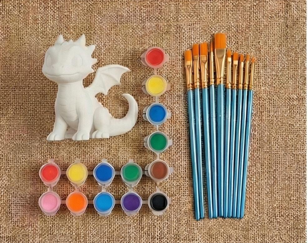 DIY Paint Your Own Dragon Figurine Kit | 3D Printed Kids Craft