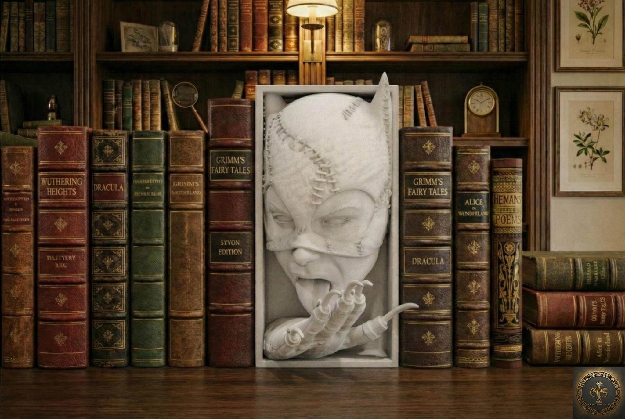 Feline Thief Book Nook | Dark City 3D Shadow Box | Villainess 3D Wall Art