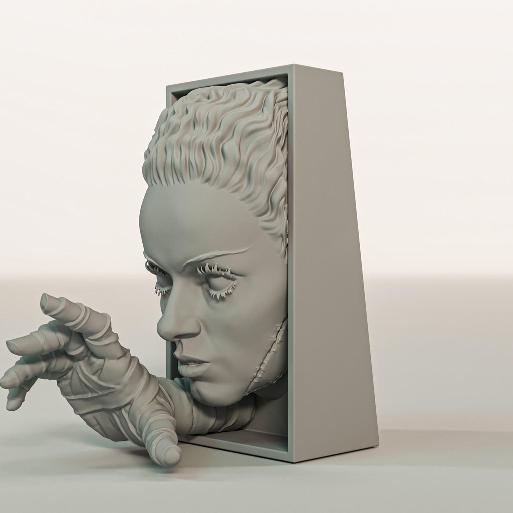 Electric Monster Bride Book Nook | Classic Horror 3D Shadow Box | Gothic Wedding 3D Wall Art