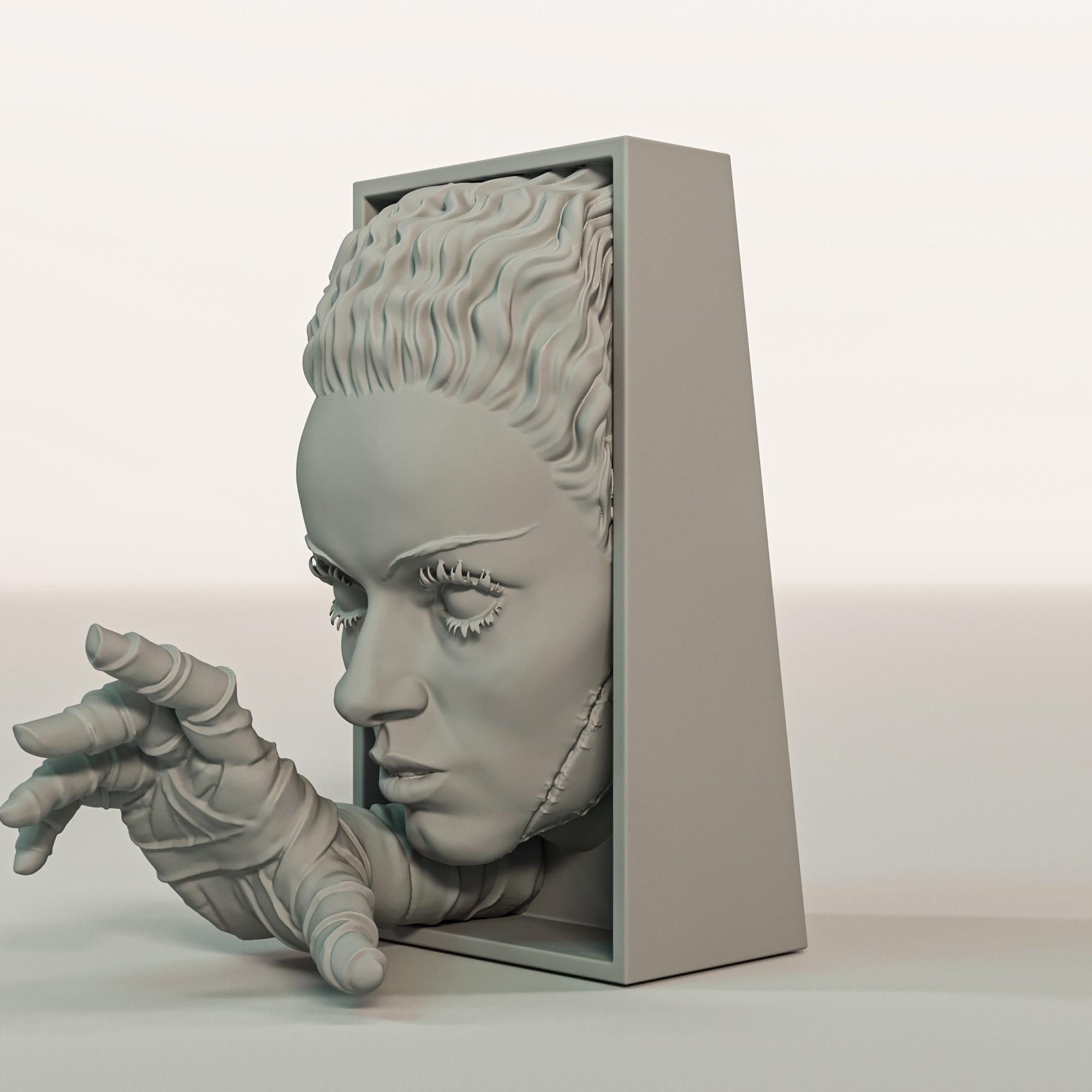 Electric Monster Bride Book Nook | Classic Horror 3D Shadow Box | Gothic Wedding 3D Wall Art