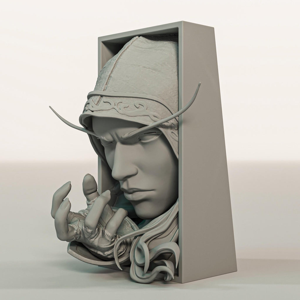 Dark Ranger General Book Nook | Fantasy MMORPG 3D Shadow Box | Undead Elf 3D Wall Art