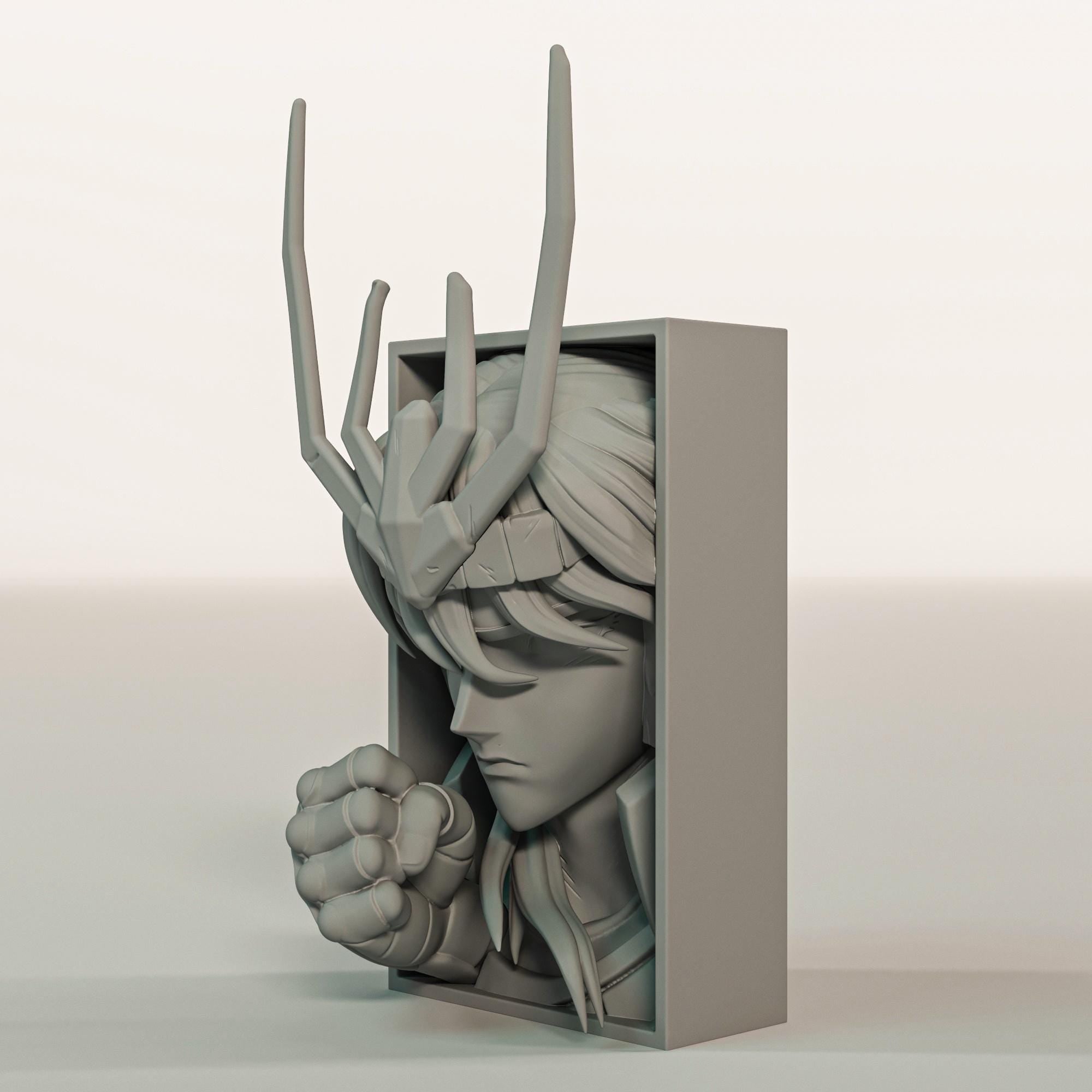 Emerald Dragon Knight Book Nook | Classic 80s Anime 3D Shadow Box | Zodiac Warrior 3D Wall Art