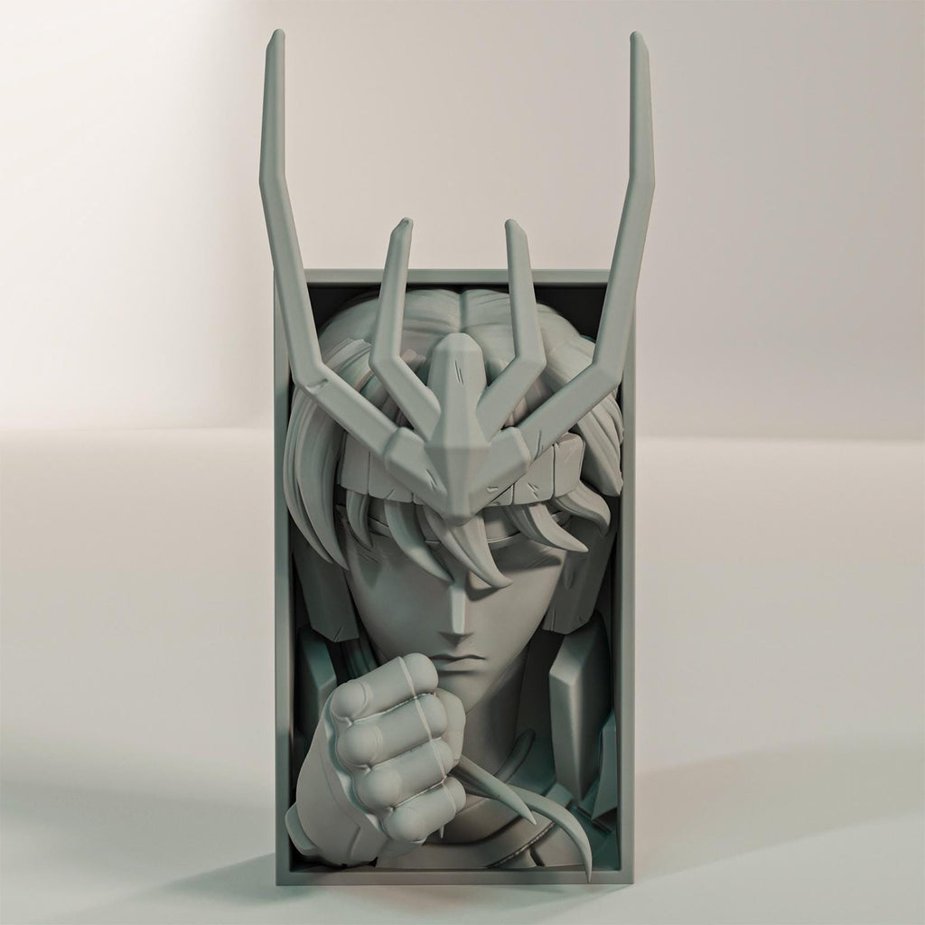 Emerald Dragon Knight Book Nook | Classic 80s Anime 3D Shadow Box | Zodiac Warrior 3D Wall Art