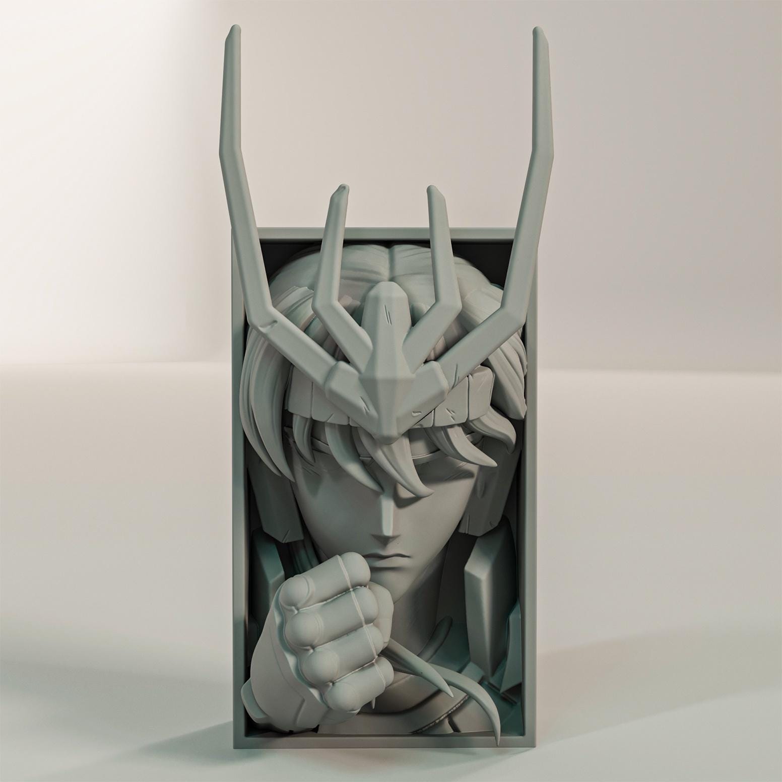 Emerald Dragon Knight Book Nook | Classic 80s Anime 3D Shadow Box | Zodiac Warrior 3D Wall Art