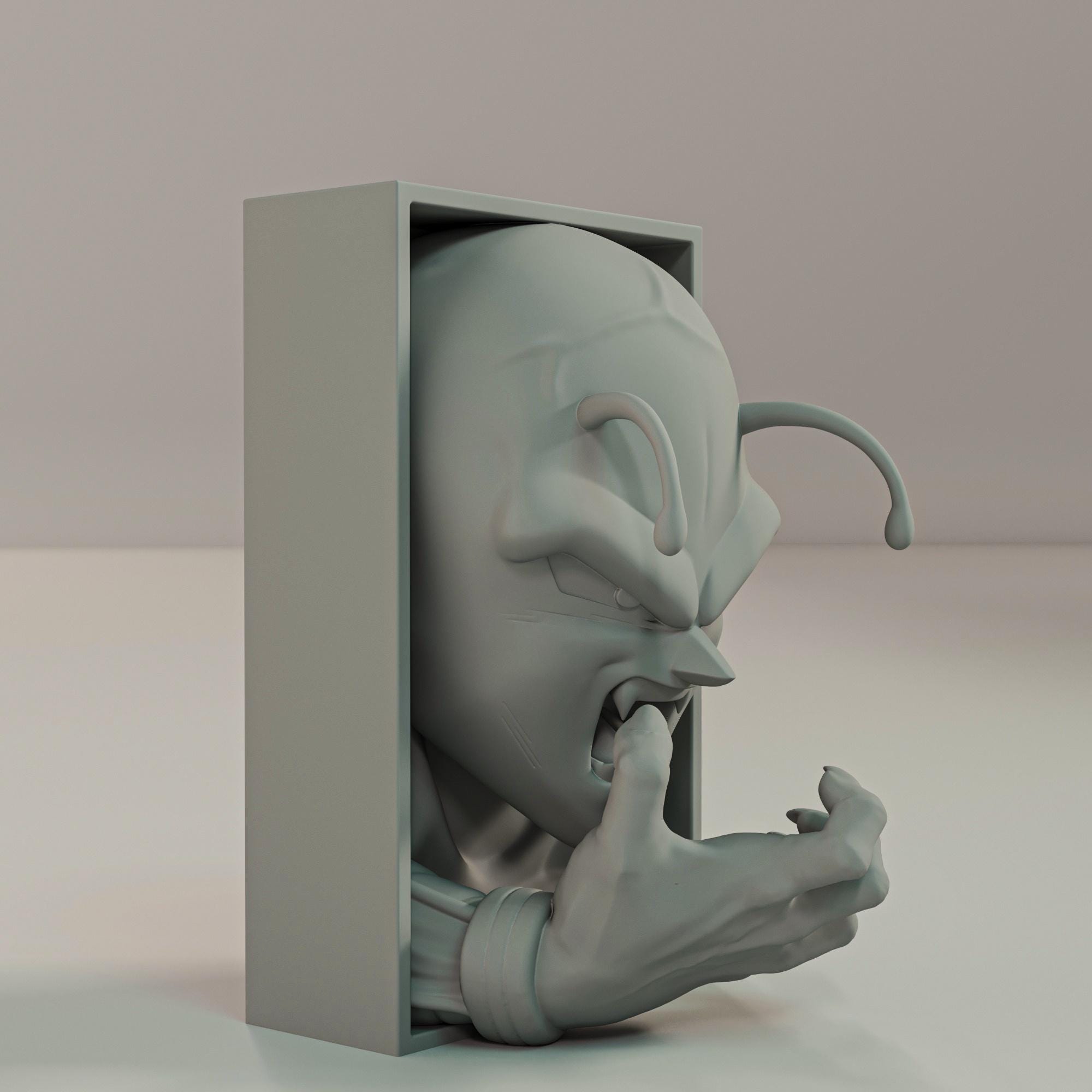 Green Alien Mentor Book Nook | Martial Arts Anime 3D Shadow Box | Energy Blast 3D Wall Art