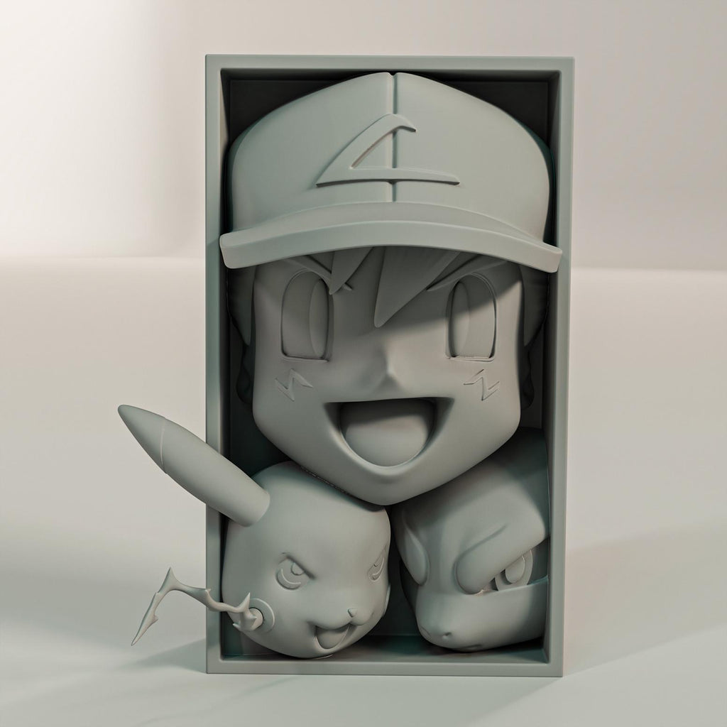 Anime Trainer Book Nook | Creature Battle 3D Shadow Box | Retro Gaming 3D Wall Art