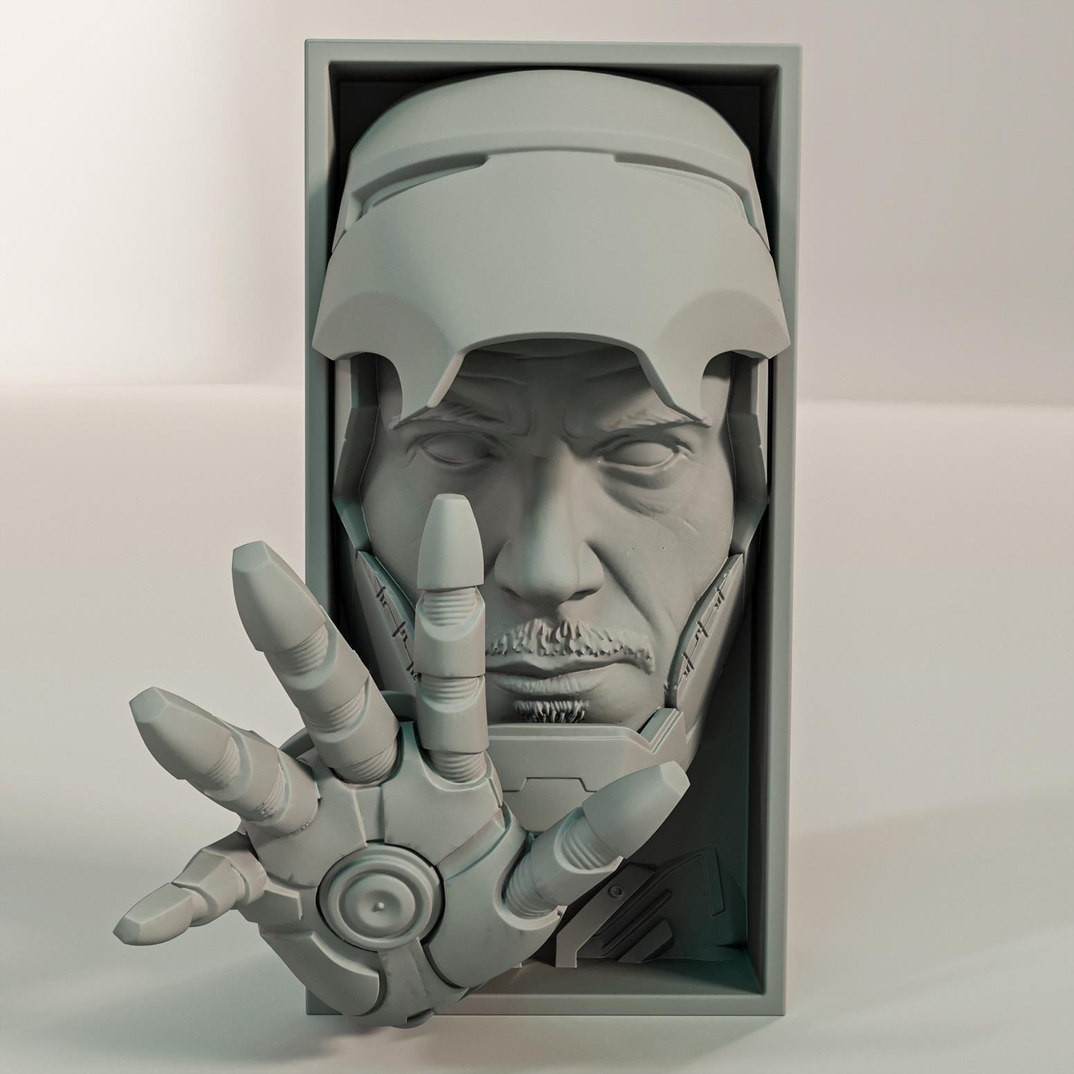 Unmasked Armored Hero Book Nook | Sci-Fi Universe 3D Shadow Box | Comic Room 3D Wall Art