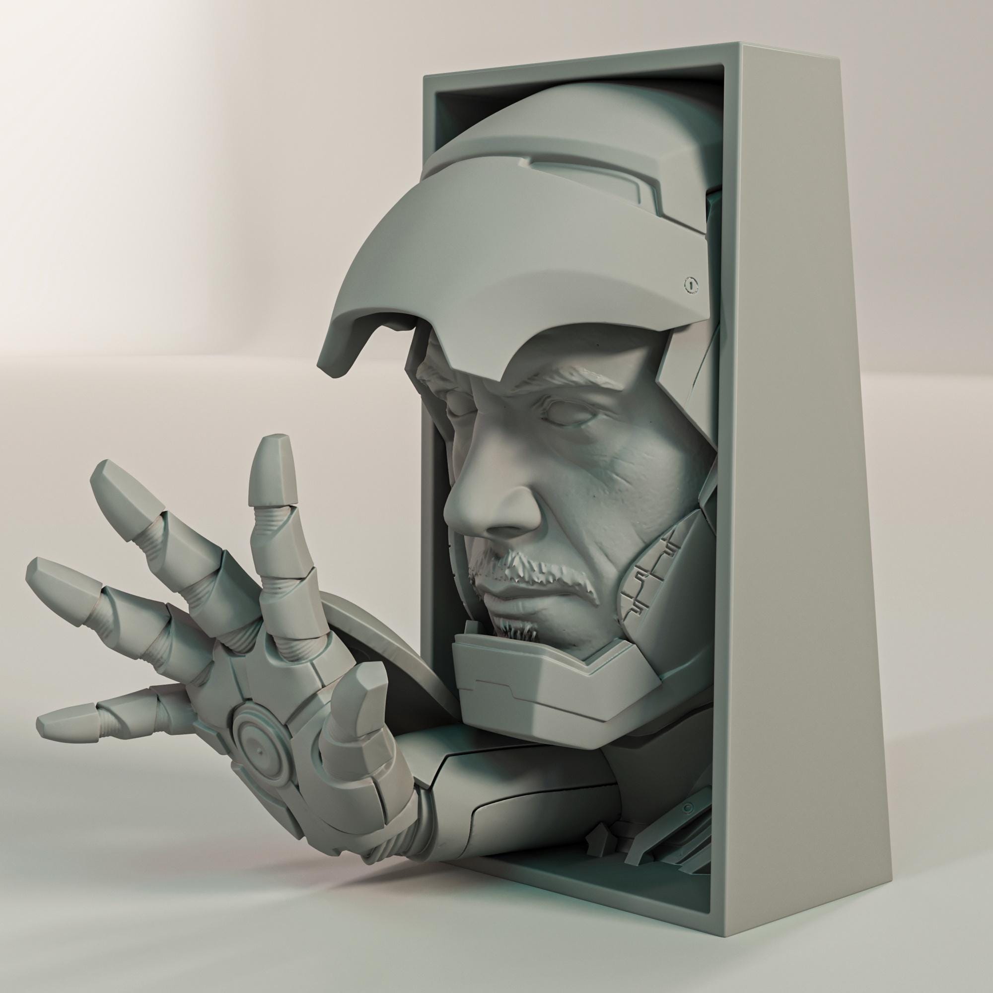 Unmasked Armored Hero Book Nook | Sci-Fi Universe 3D Shadow Box | Comic Room 3D Wall Art