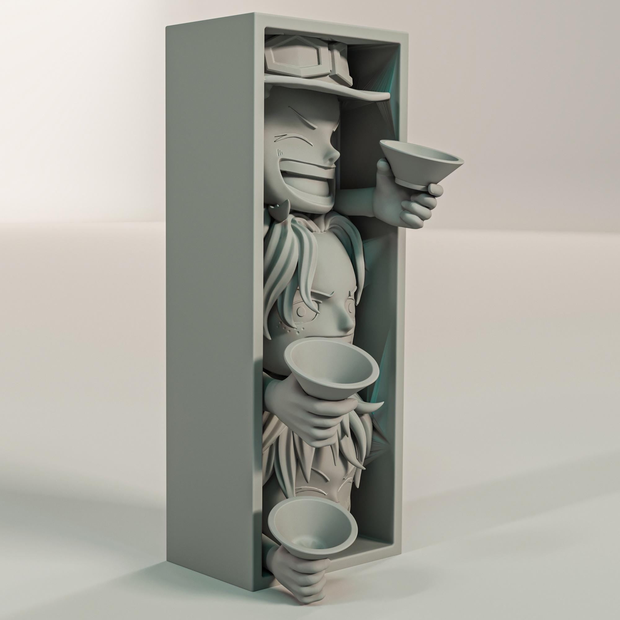 Pirate Brothers Book Nook | High Seas Anime 3D Shadow Box | Brotherhood Oath 3D Wall Art