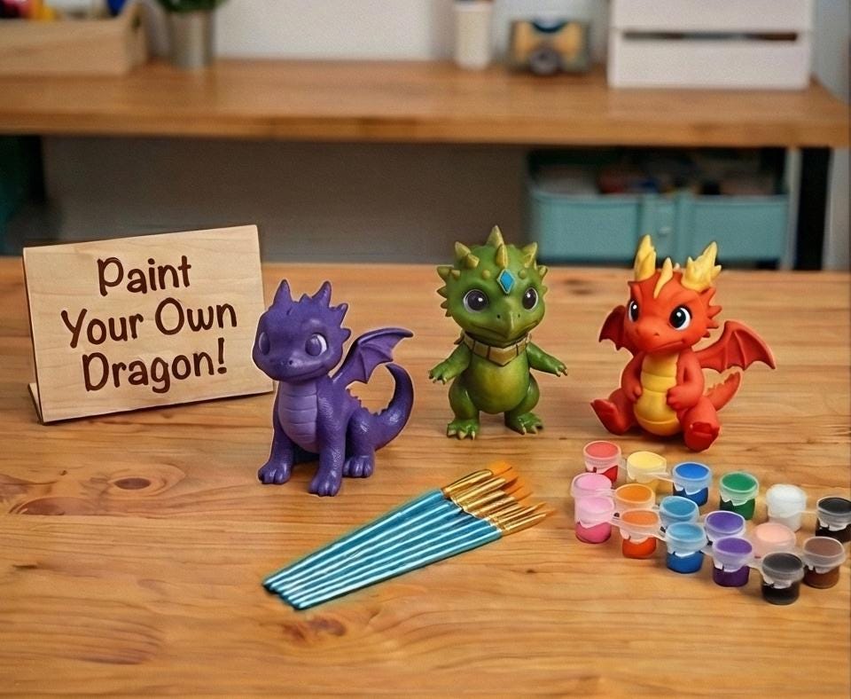 DIY Paint Your Own Dragon Figurine Kit | 3D Printed Kids Craft