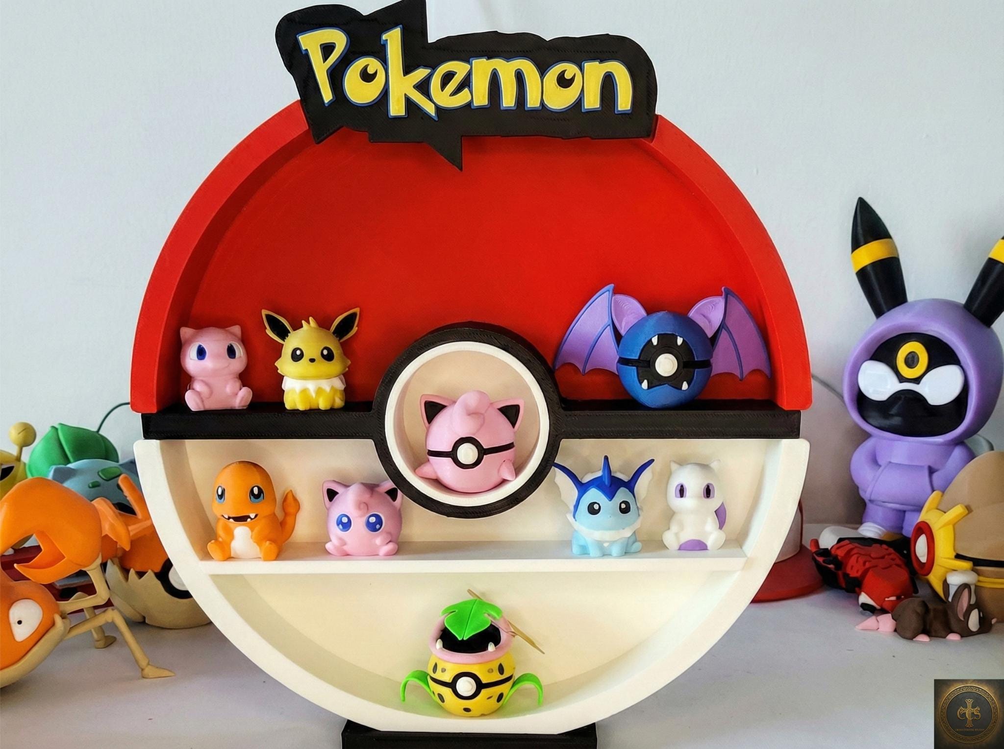 Pokéball Round Display Shelf | Pokéball Figure Stand Tray for Desk