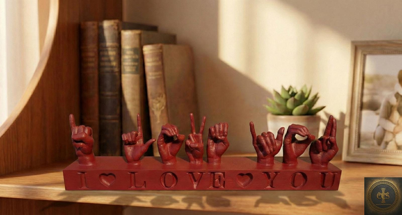 I Love You ASL Statue | American Sign Language Fingerspelling Sculpture | Romantic Valentines Gift