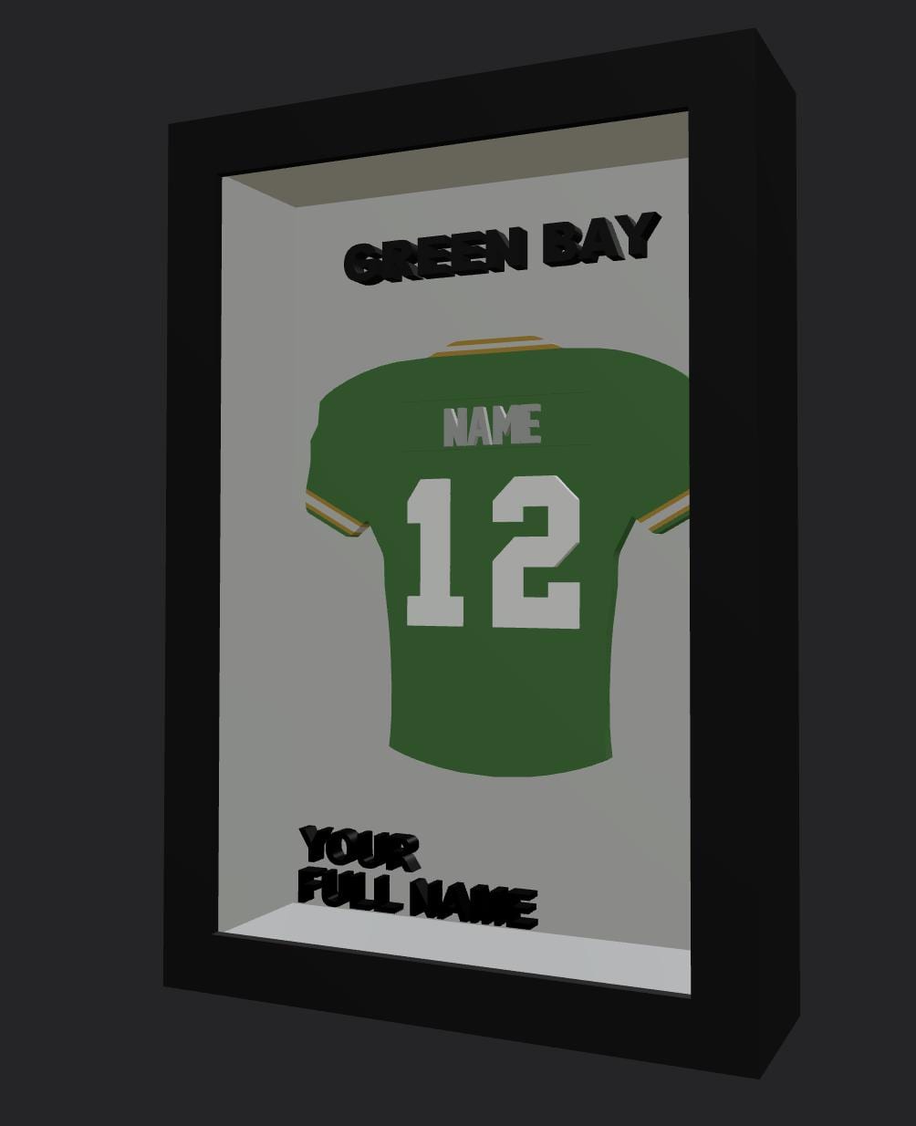 Personalized Green Bay Football Frame | Custom Name & Number Jersey Display | Wisconsin Sports Room 3D Wall Art