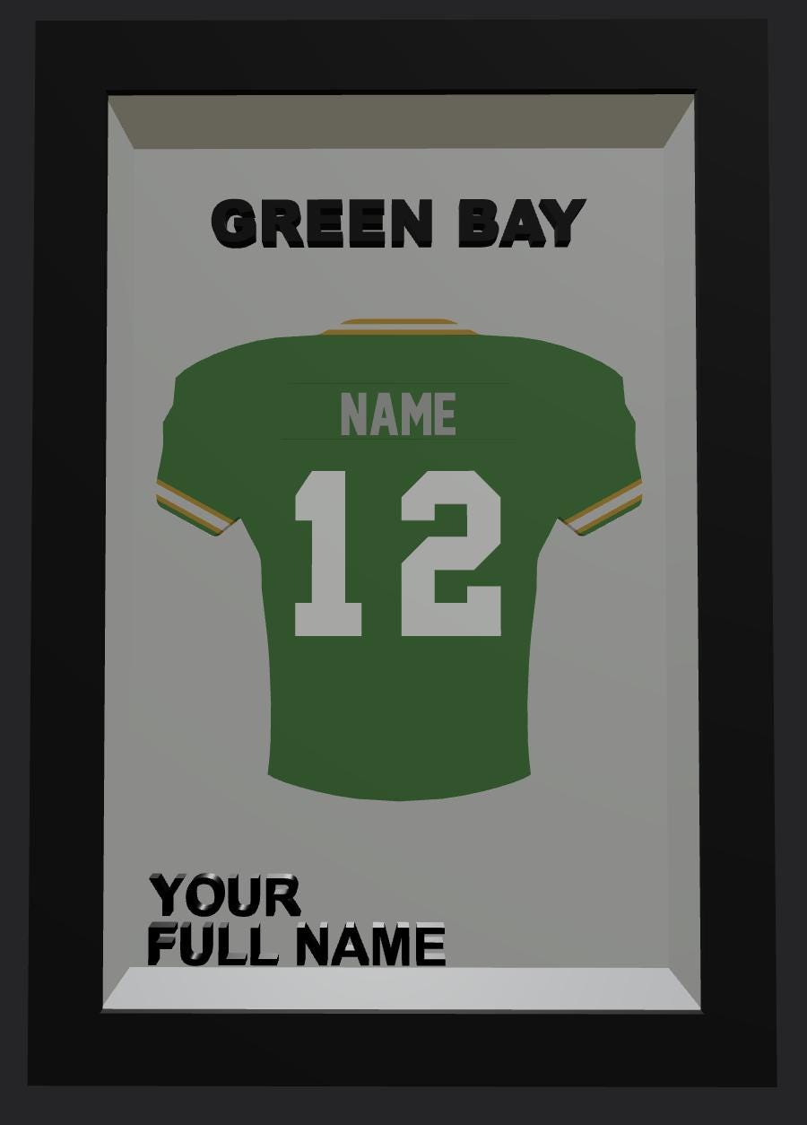 Personalized Green Bay Football Frame | Custom Name & Number Jersey Display | Wisconsin Sports Room 3D Wall Art