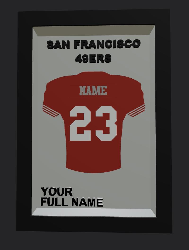 Personalized San Francisco Football Frame | Custom Name & Number Jersey Display | California Sports Room 3D Wall Art