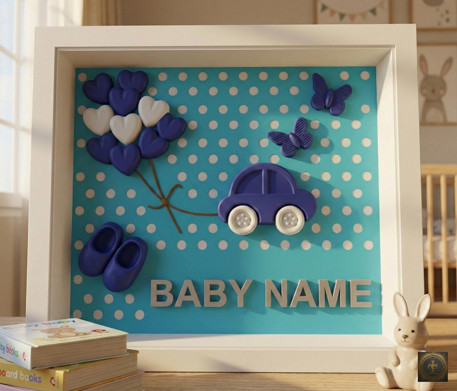 Personalized Baby Name Frame | 3D Printed Nursery Shadow Box Decor | Custom New Baby Gift