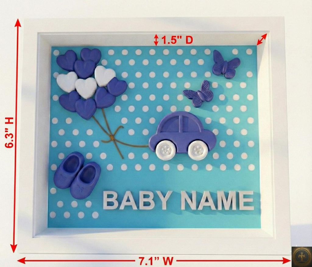 Personalized Baby Name Frame | 3D Printed Nursery Shadow Box Decor | Custom New Baby Gift