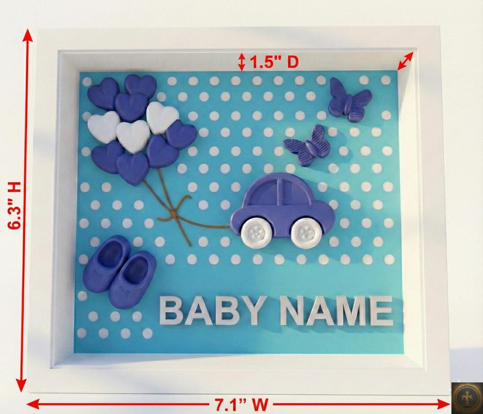 Personalized Baby Name Frame | 3D Printed Nursery Shadow Box Decor | Custom New Baby Gift