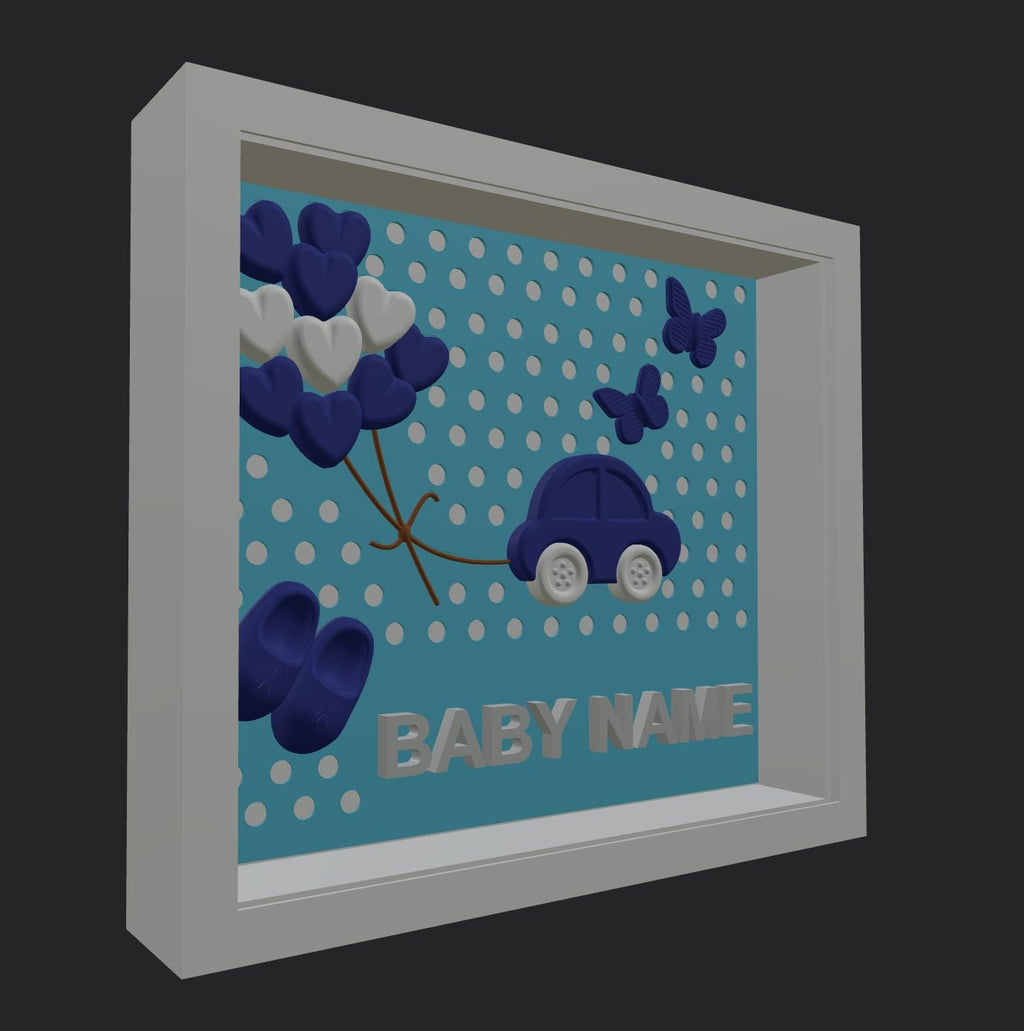 Personalized Baby Name Frame | 3D Printed Nursery Shadow Box Decor | Custom New Baby Gift