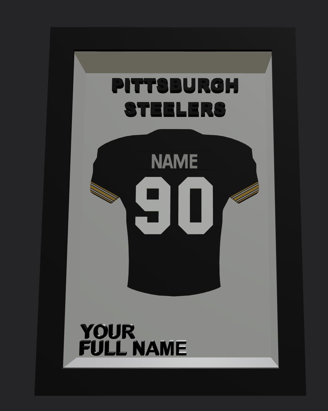 Personalized Pittsburgh Football Frame | Custom Name & Number Jersey Display | Pennsylvania Sports Room 3D Wall Art