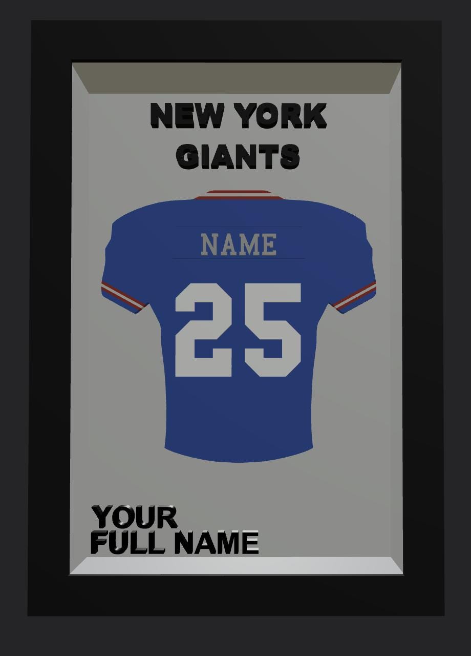 Personalized New York Football Frame | Custom Name & Number Jersey Display | NY Sports Room 3D Wall Art