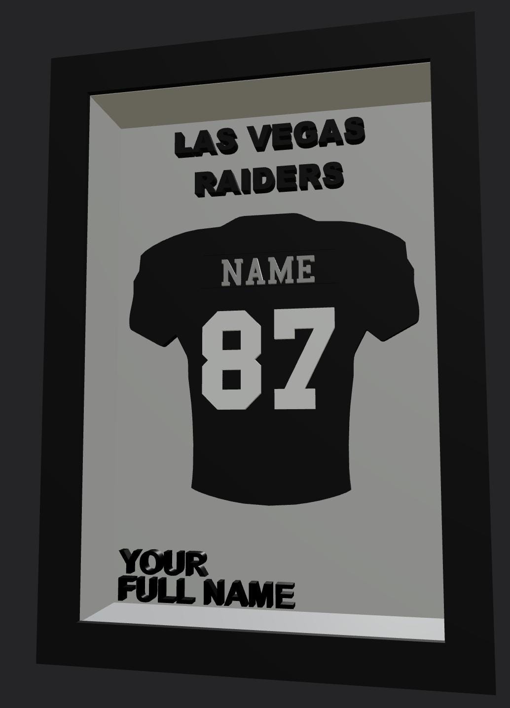 Personalized Las Vegas Football Frame | Custom Name & Number Jersey Display | Nevada Sports Room 3D Wall Art