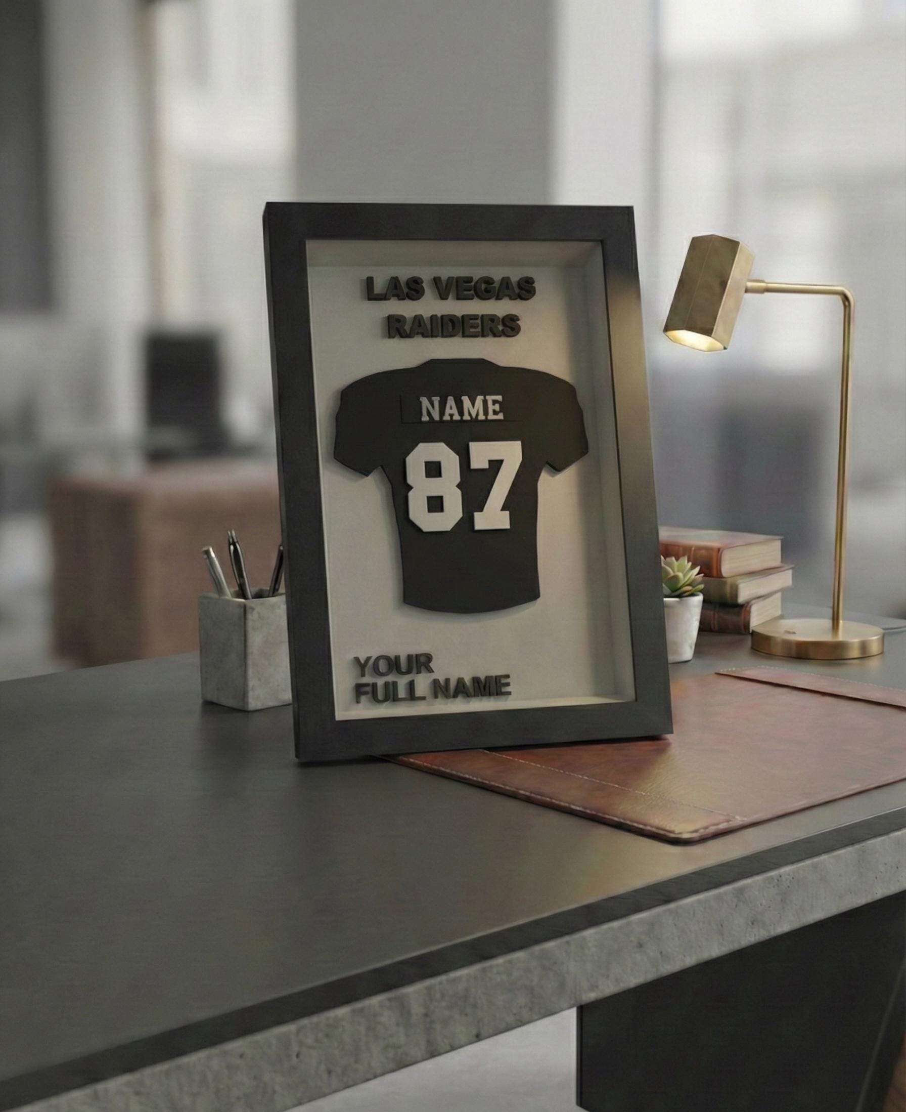 Personalized Las Vegas Football Frame | Custom Name & Number Jersey Display | Nevada Sports Room 3D Wall Art