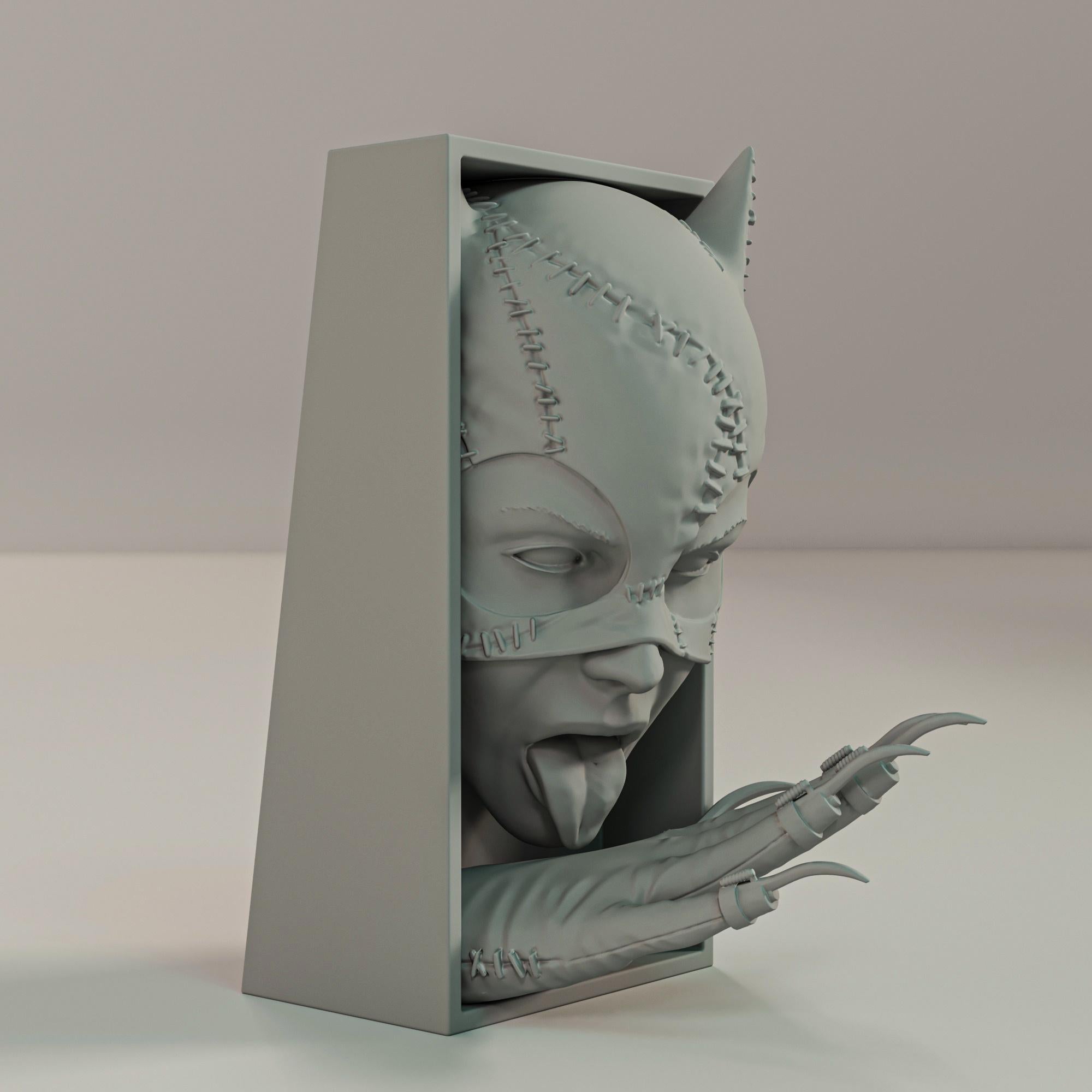 Feline Thief Book Nook | Dark City 3D Shadow Box | Villainess 3D Wall Art