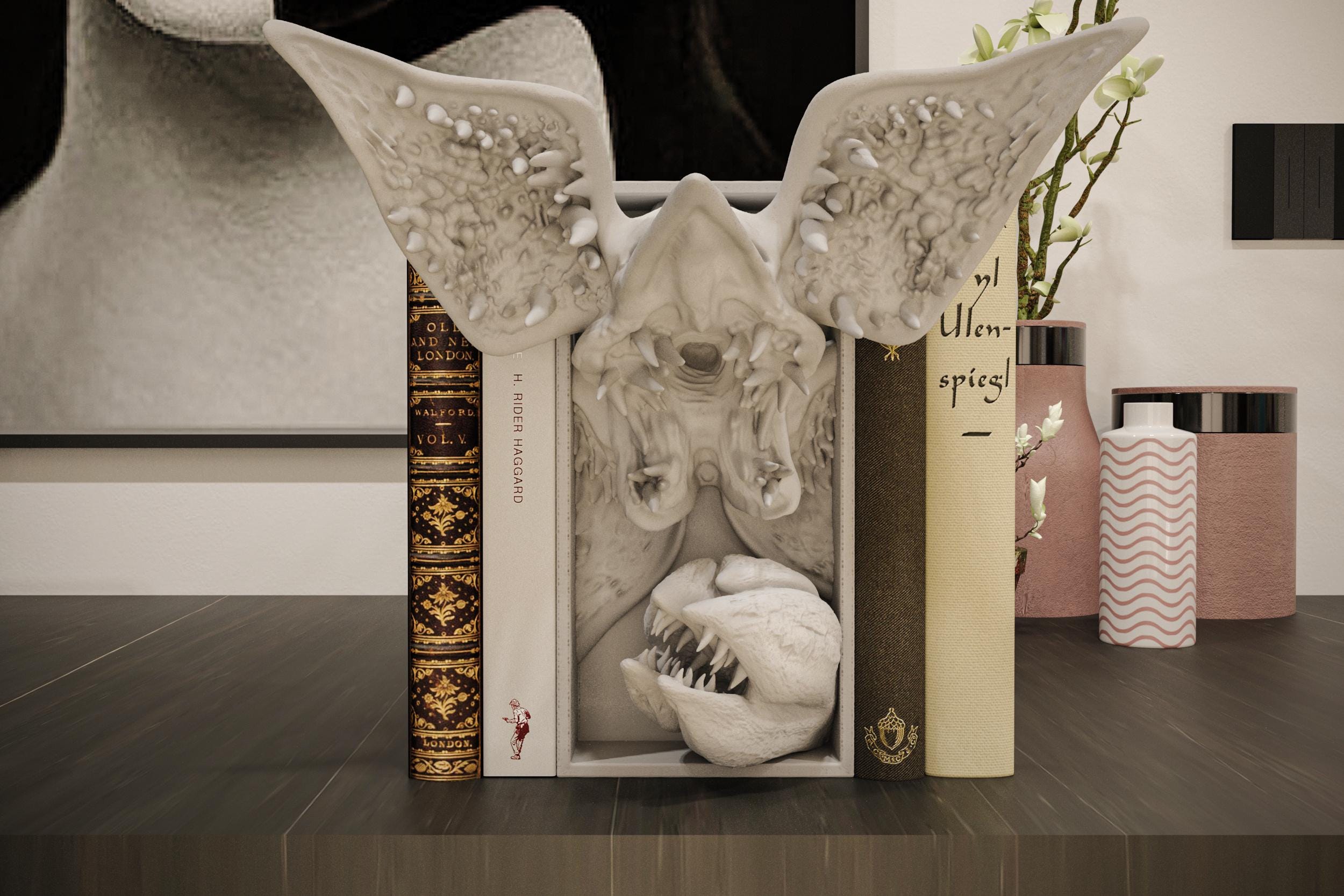 Petal Faced Monster Book Nook | 80s Sci-Fi Horror 3D Shadow Box | Creepy Alien 3D Wall Art