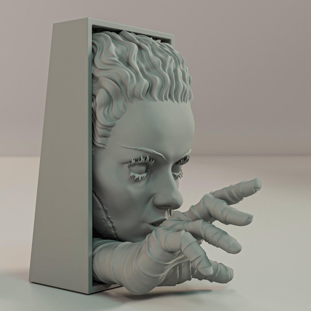 Electric Monster Bride Book Nook | Classic Horror 3D Shadow Box | Gothic Wedding 3D Wall Art