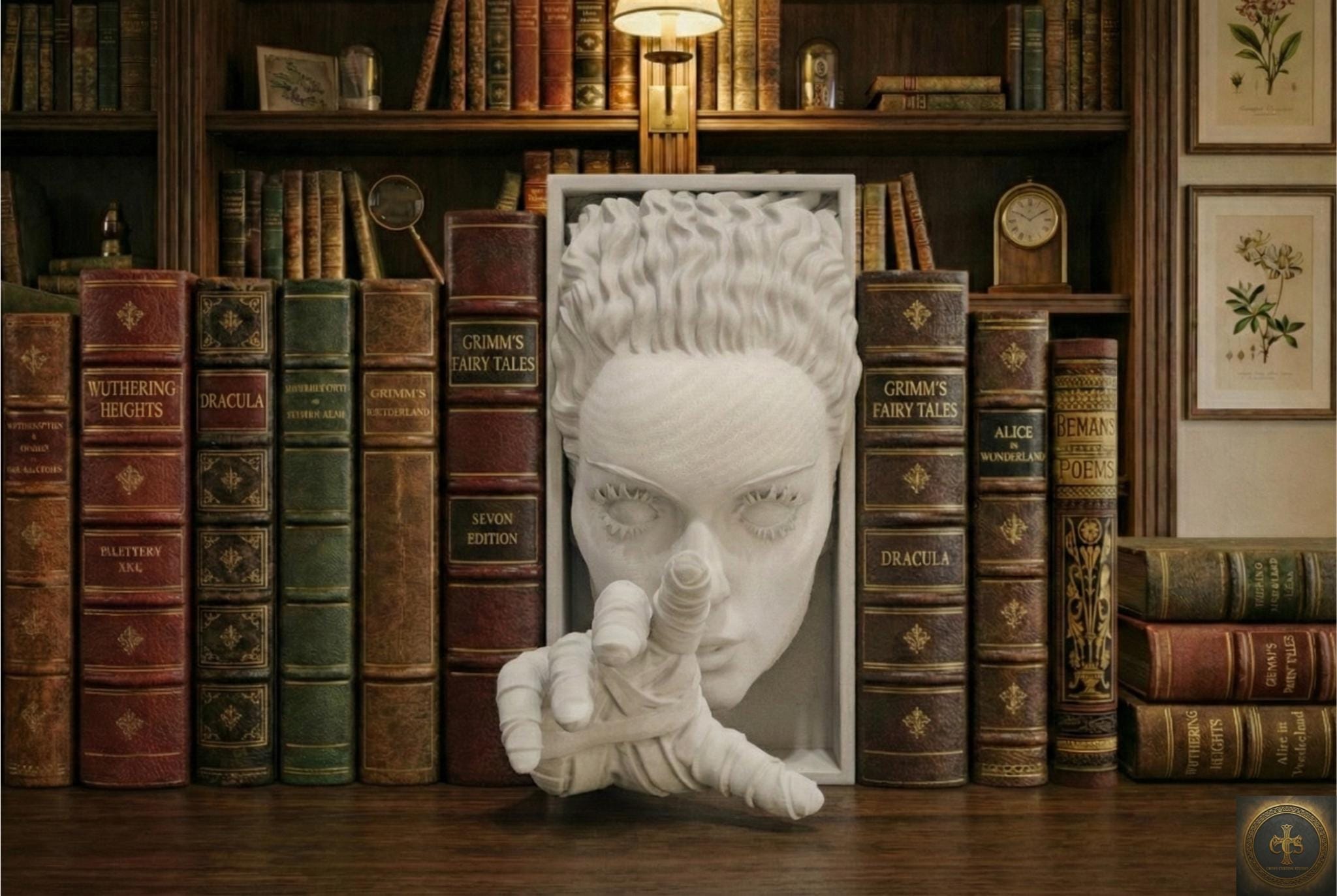 Electric Monster Bride Book Nook | Classic Horror 3D Shadow Box | Gothic Wedding 3D Wall Art