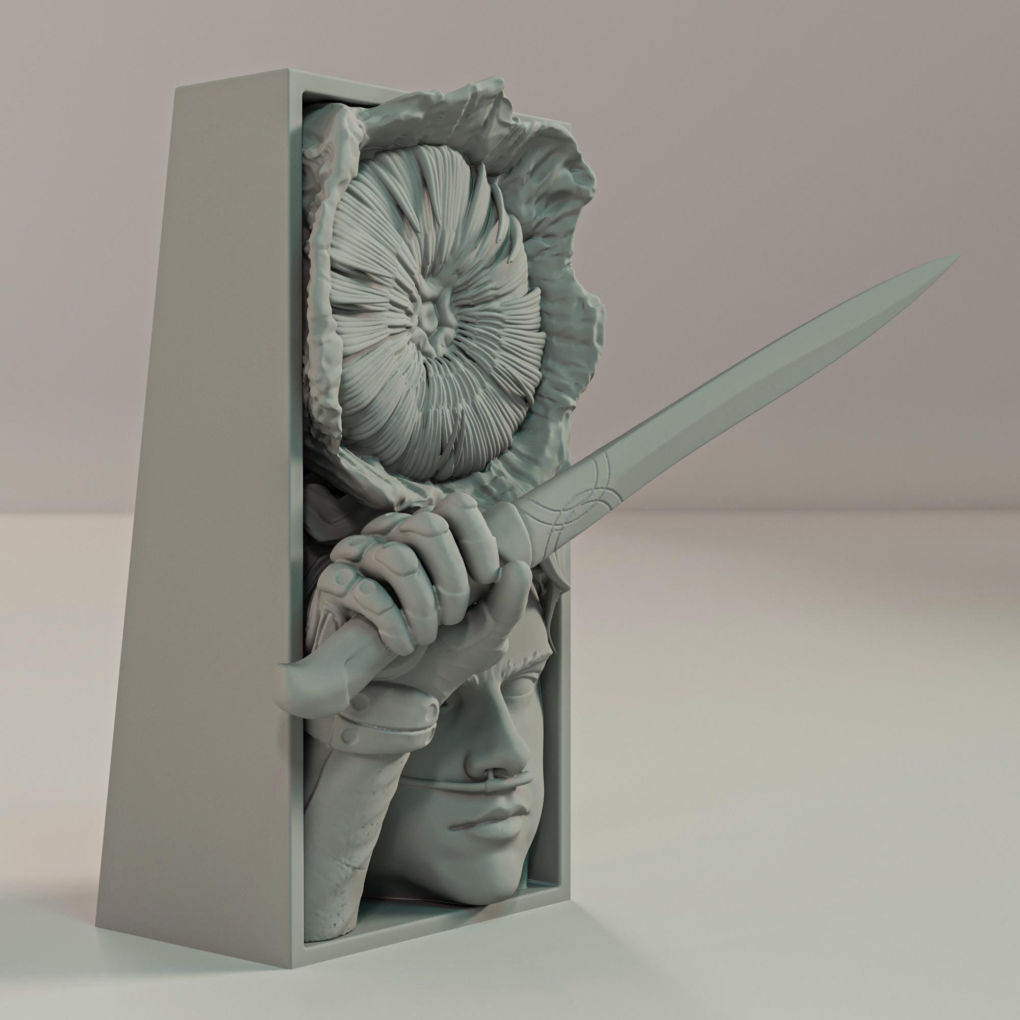 Desert Warrior Book Nook | Sci-Fi Planet 3D Shadow Box | Sandworm Decor 3D Wall Art