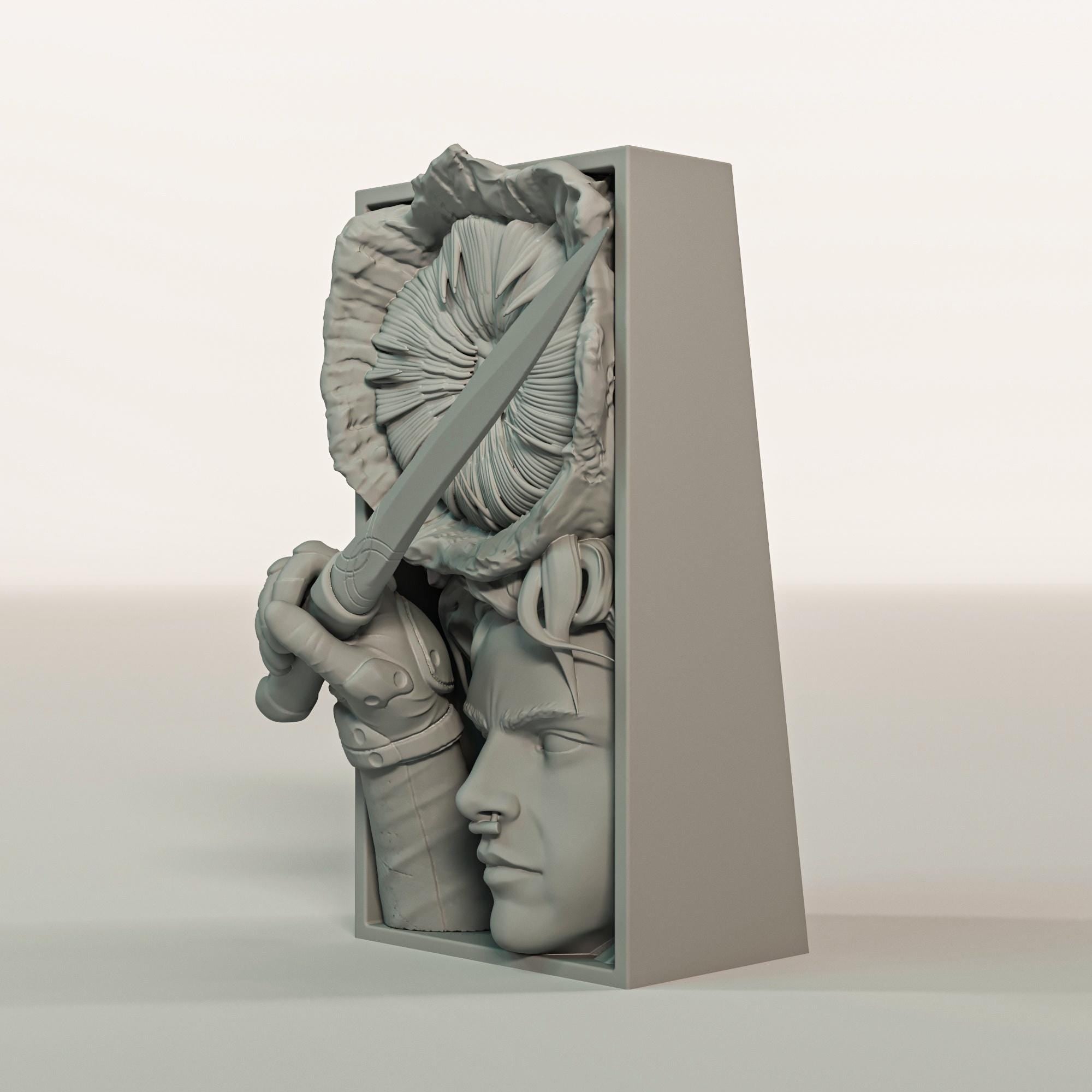 Desert Warrior Book Nook | Sci-Fi Planet 3D Shadow Box | Sandworm Decor 3D Wall Art