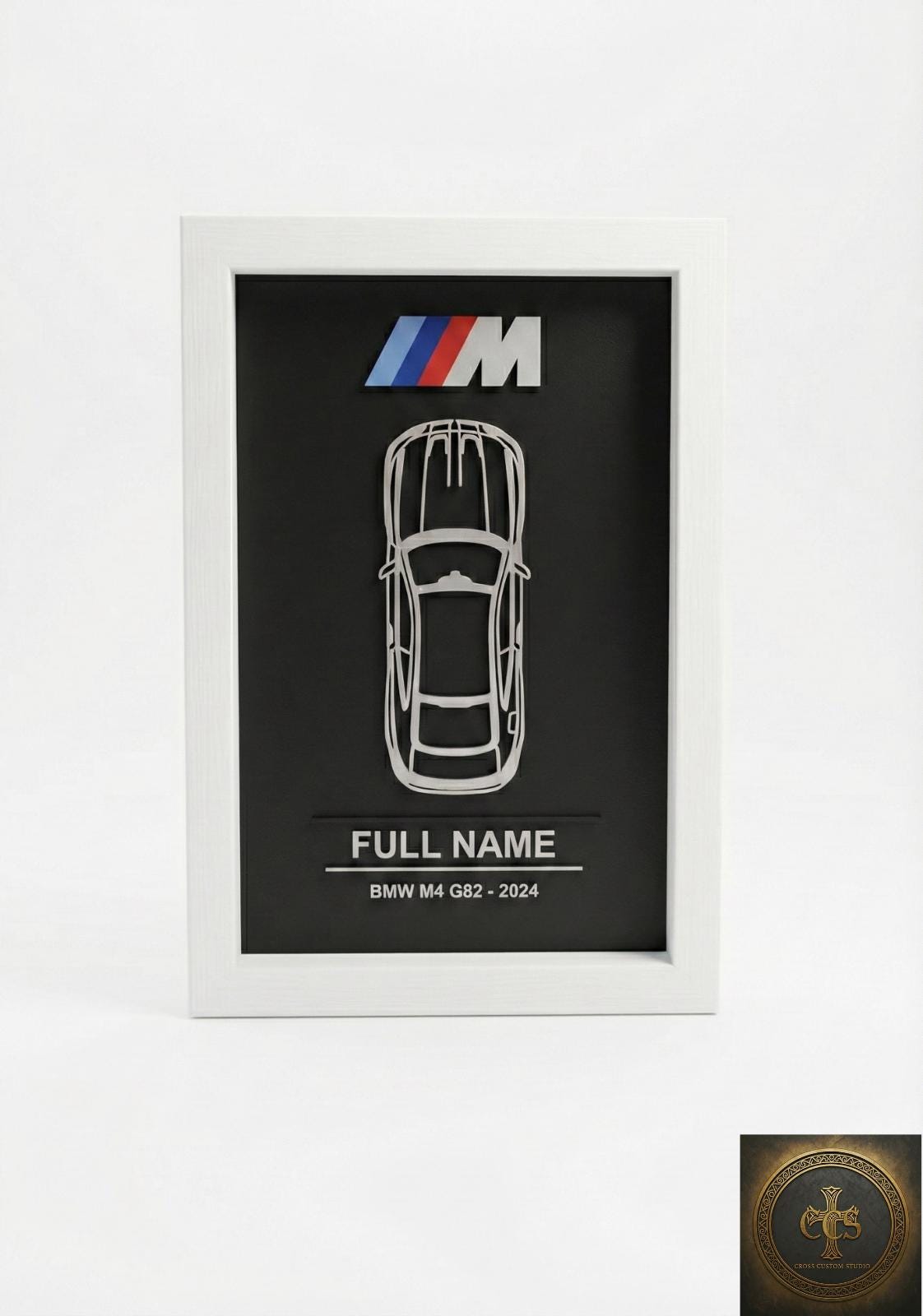 Personalized BMW M4 Wall Art | Custom Car Frame | 3D Printed M-Sport Inspired Decor | Car Enthusiast Gift