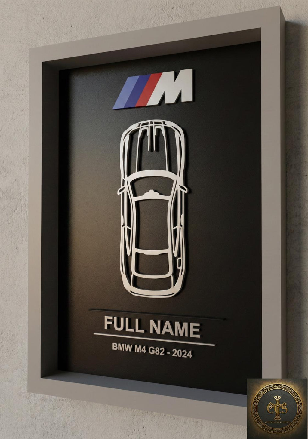 Personalized BMW M4 Wall Art | Custom Car Frame | 3D Printed M-Sport Inspired Decor | Car Enthusiast Gift
