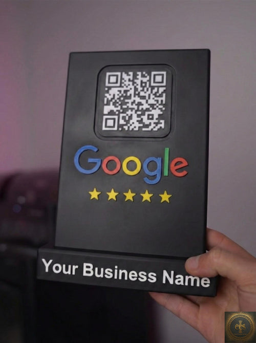 Custom Google Review QR Code Sign | 3D Printed Business Counter Stand | Social Media Display with Logo
