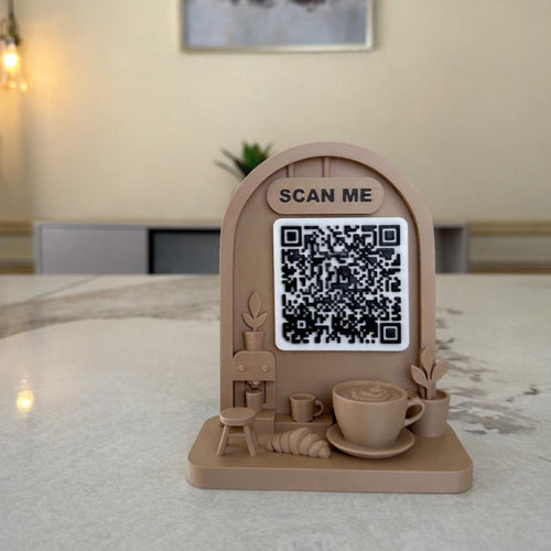 Custom Coffee Shop QR Code Sign | 3D Counter Display for Cafes & Markets | Scan to Pay Stand | Venmo, CashApp, Instagram, Menu Link