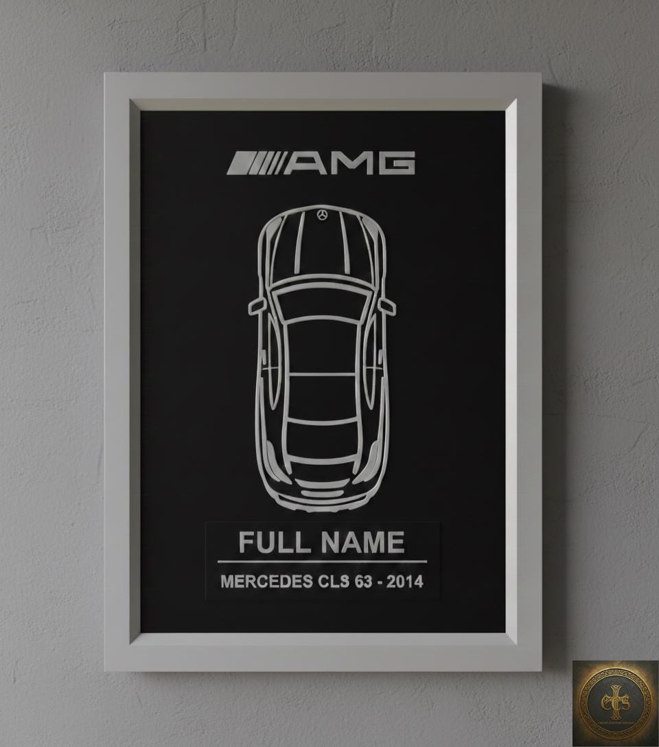 Personalized Mercedes Wall Art | Custom Car Frame | 3D Printed AMG Inspired Decor | Car Enthusiast Gift
