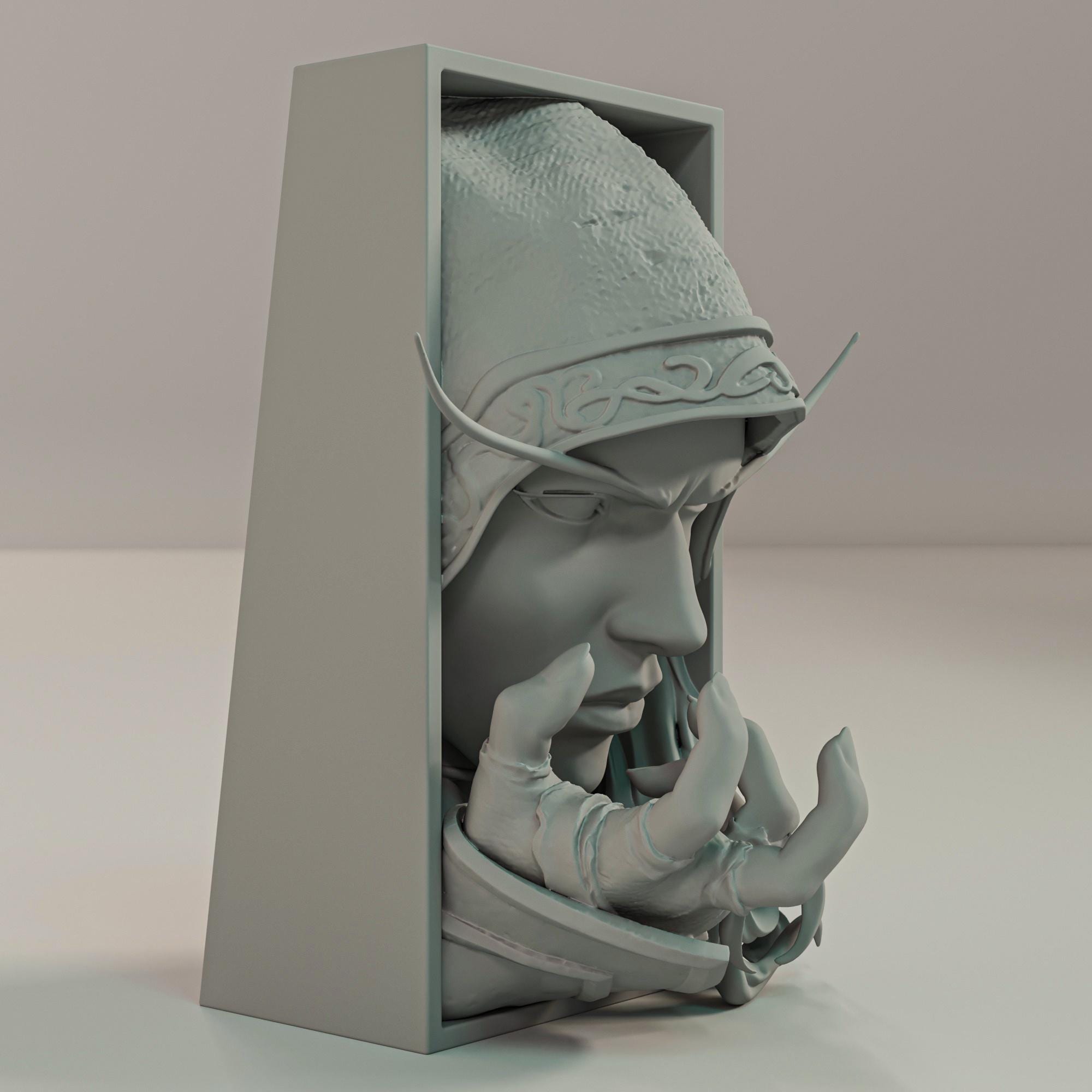 Dark Ranger General Book Nook | Fantasy MMORPG 3D Shadow Box | Undead Elf 3D Wall Art