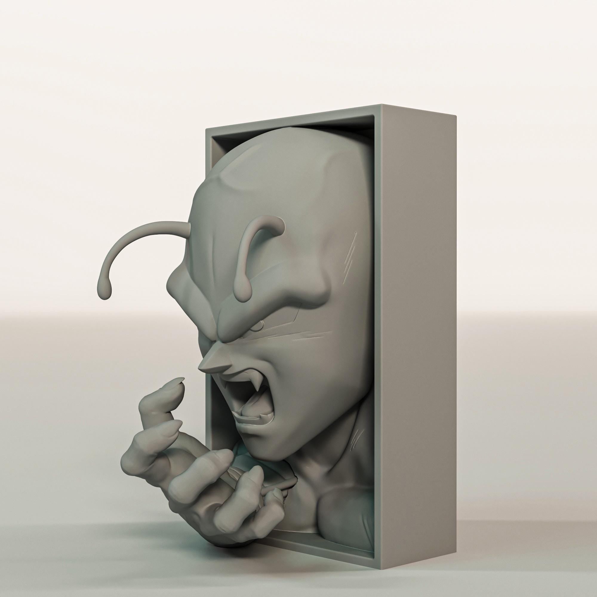 Green Alien Mentor Book Nook | Martial Arts Anime 3D Shadow Box | Energy Blast 3D Wall Art