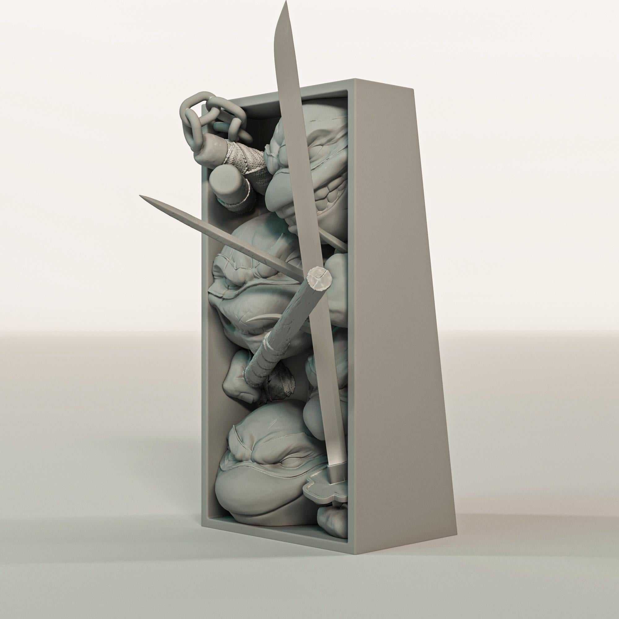 Mutant Turtle Heroes Book Nook | Retro Cartoon 3D Shadow Box | Boys Room 3D Wall Art