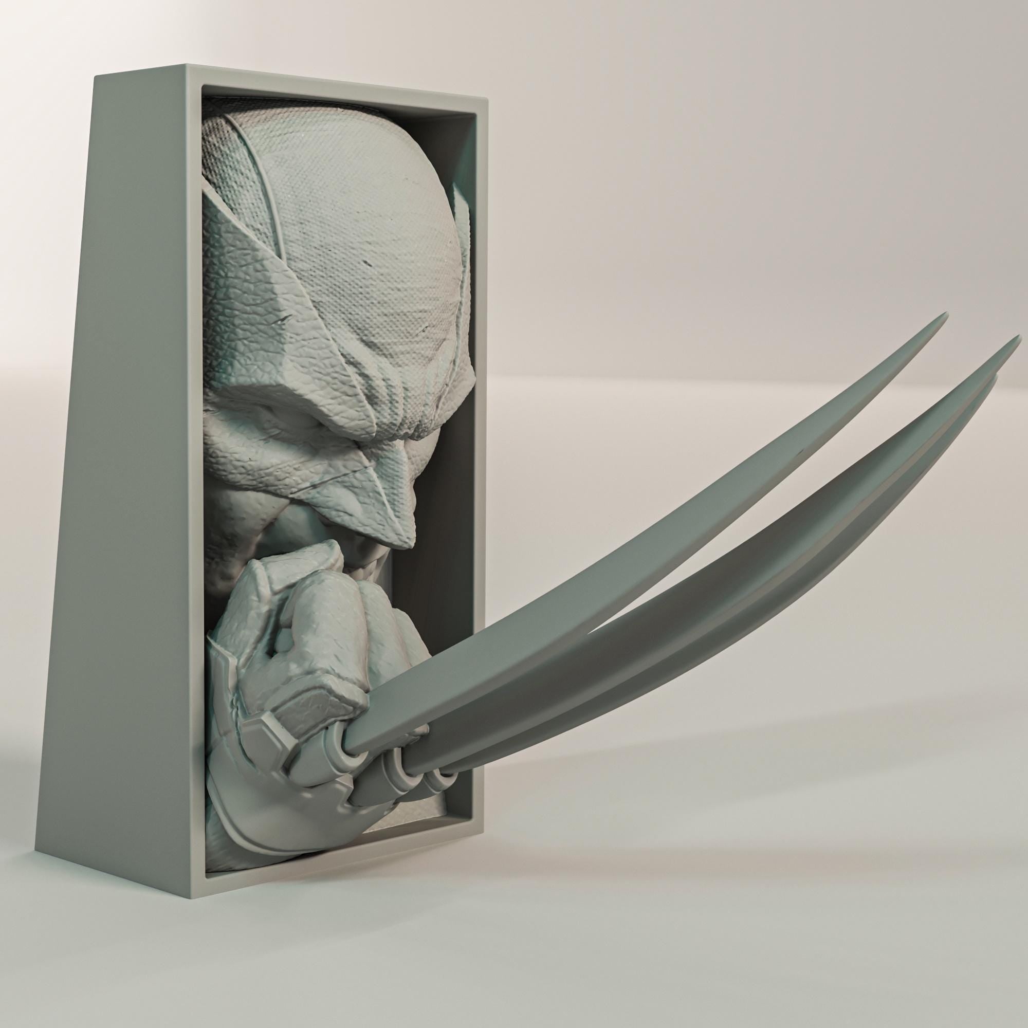 Feral Mutant Book Nook | Retro Superhero 3D Shadow Box | Metal Claws 3D Wall Art