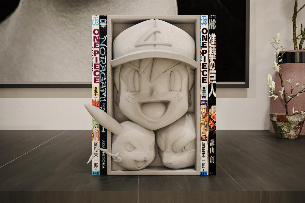 Anime Trainer Book Nook | Creature Battle 3D Shadow Box | Retro Gaming 3D Wall Art