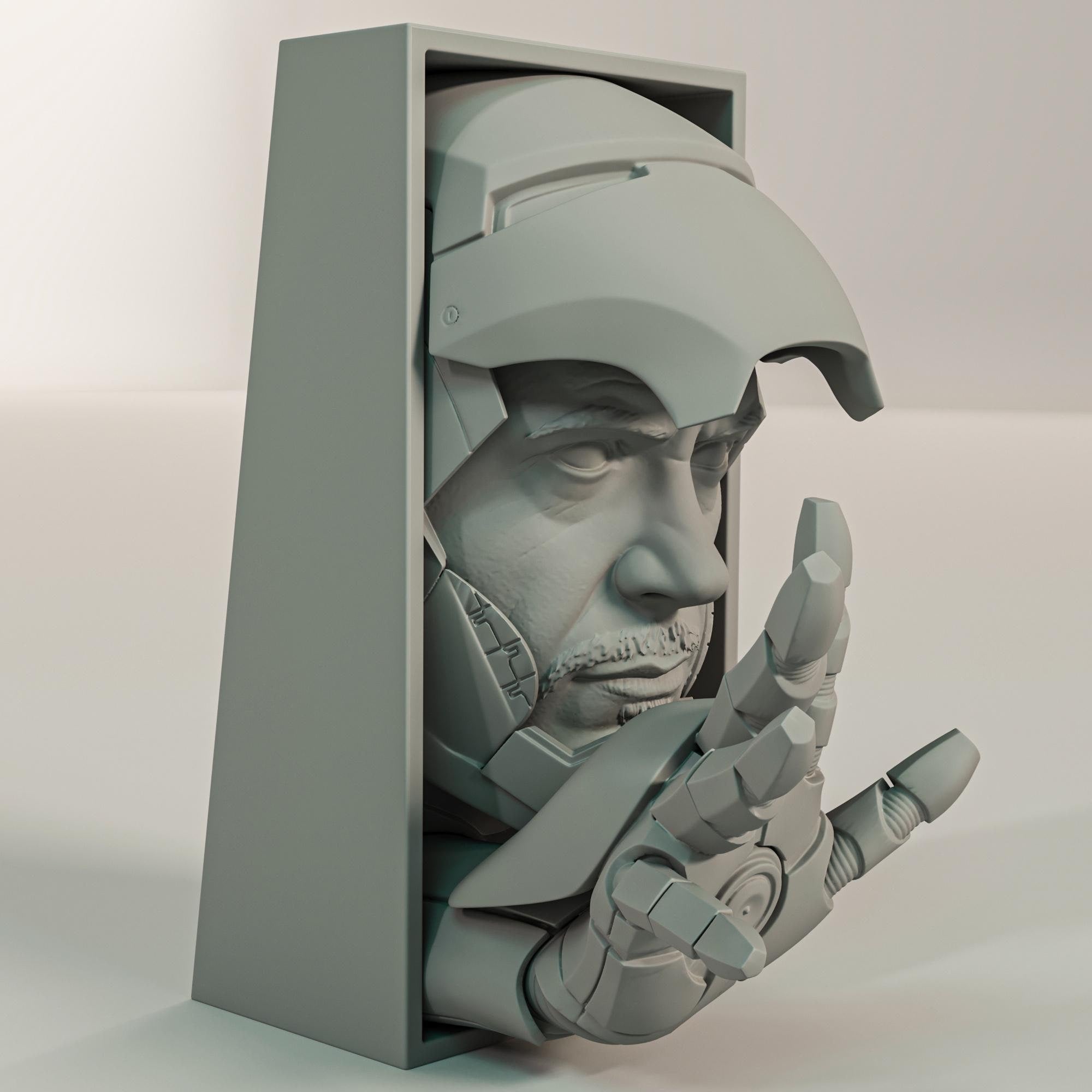 Unmasked Armored Hero Book Nook | Sci-Fi Universe 3D Shadow Box | Comic Room 3D Wall Art