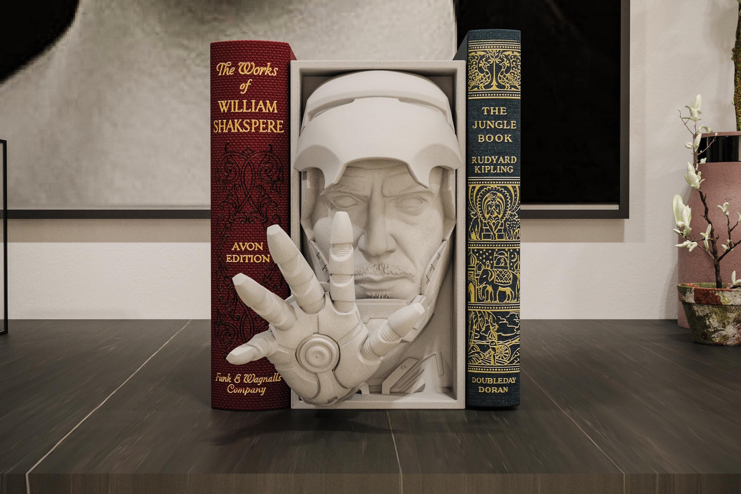 Unmasked Armored Hero Book Nook | Sci-Fi Universe 3D Shadow Box | Comic Room 3D Wall Art