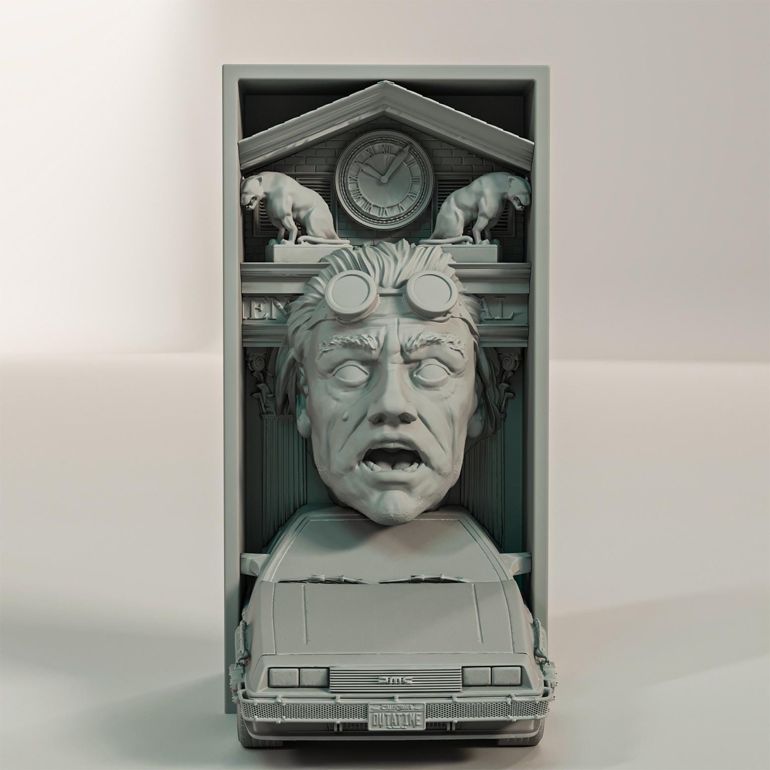 Time Travel Car Book Nook | Retro Sci-Fi 3D Shadow Box | 80s Movie 3D Wall Art