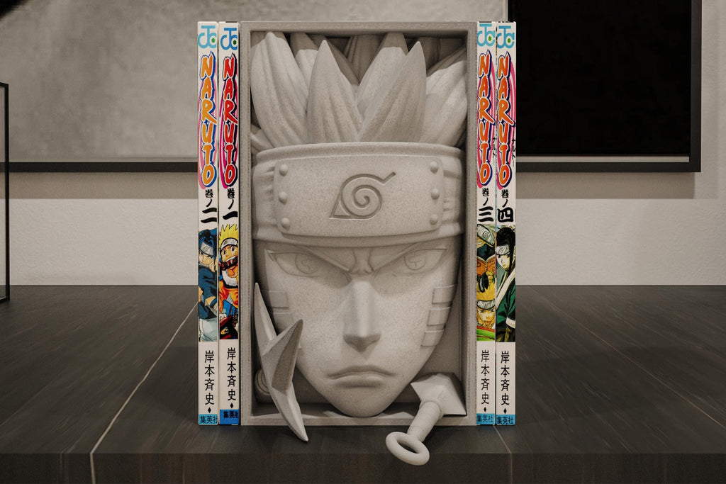 Determined Ninja Book Nook | Shonen Anime 3D Shadow Box | Japanese Warrior 3D Wall Art