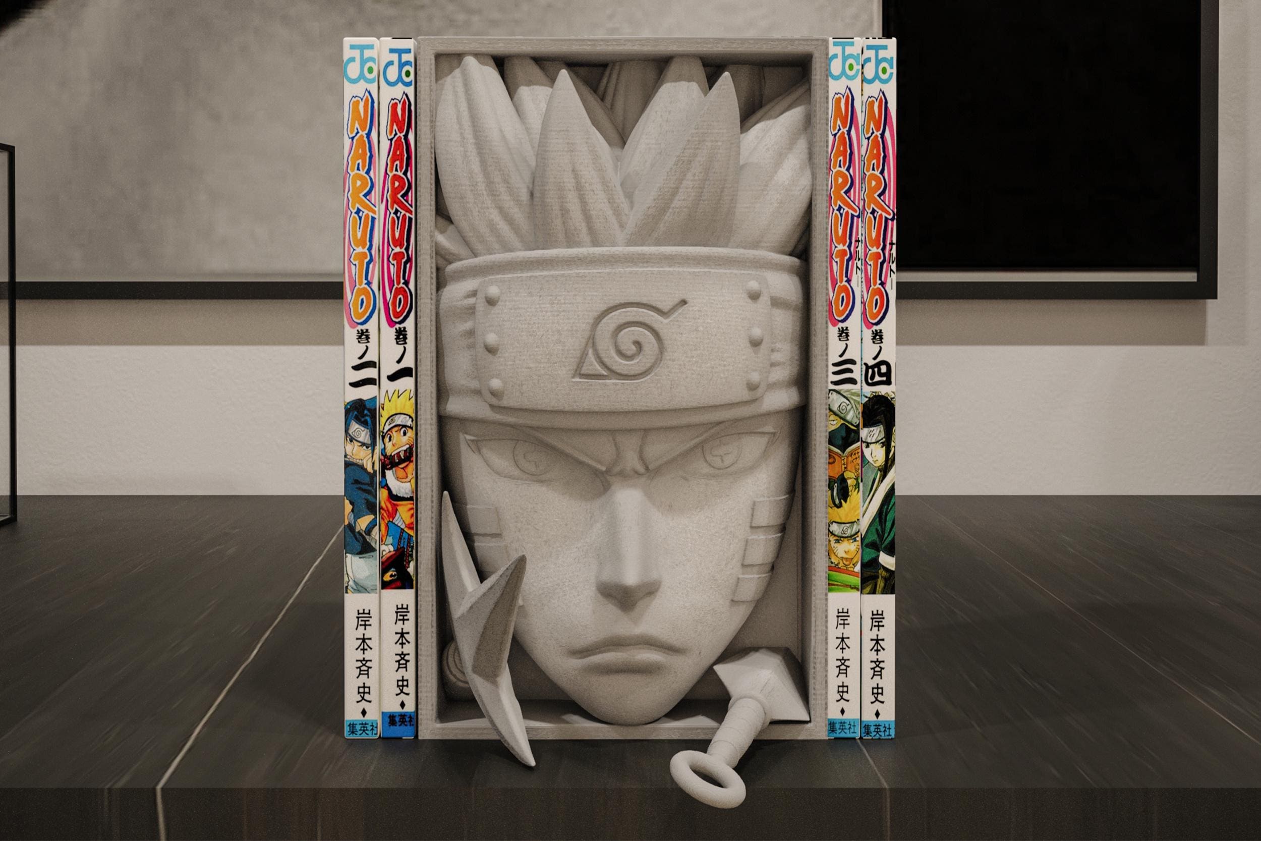 Determined Ninja Book Nook | Shonen Anime 3D Shadow Box | Japanese Warrior 3D Wall Art